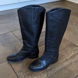 Geox Leather Back Zipper Tall Chic Luxury Classic Riding Boots Black Size 37.5